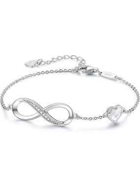 Sterling Silver Infinity Birthstone Bracelet - Elegant Jewelry Gift for Her